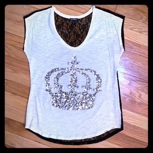 3/$15 Sequin Lace Crown Top
